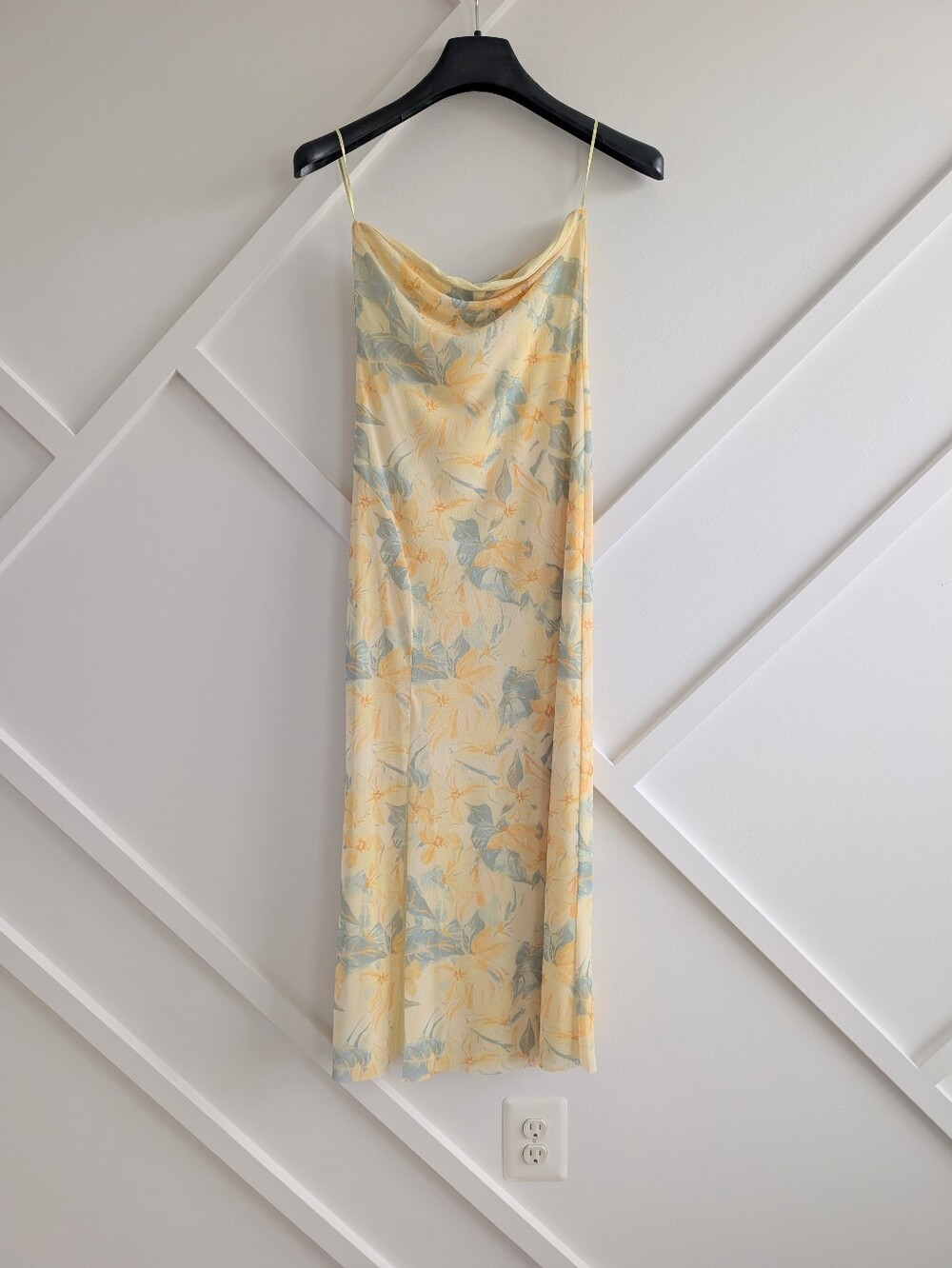 Zara Yellow Floral Strapless Dress